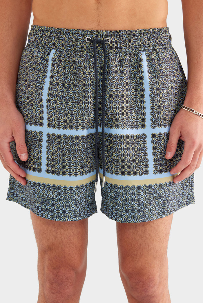 Printed Swim Short - Geometric Tile - XS