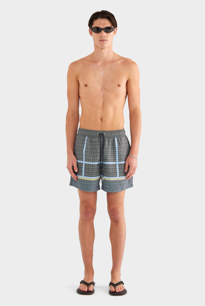 Printed Swim Short - Geometric Tile - XS