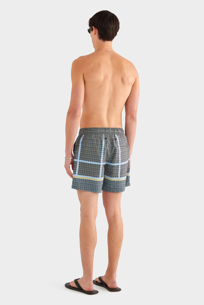 Printed Swim Short - Geometric Tile - XS