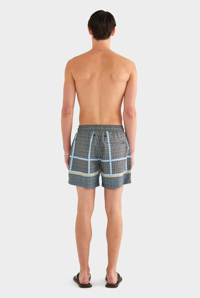 Printed Swim Short - Geometric Tile - XS