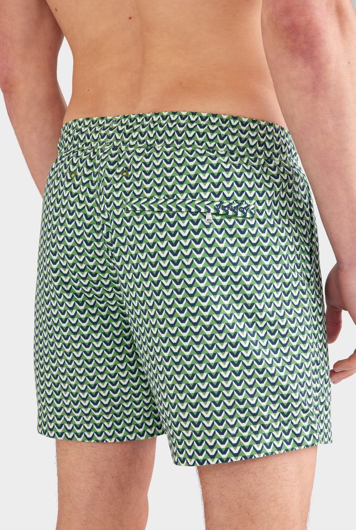 Printed Swim Short - Ivy Green/Cream/Navy V Monogram