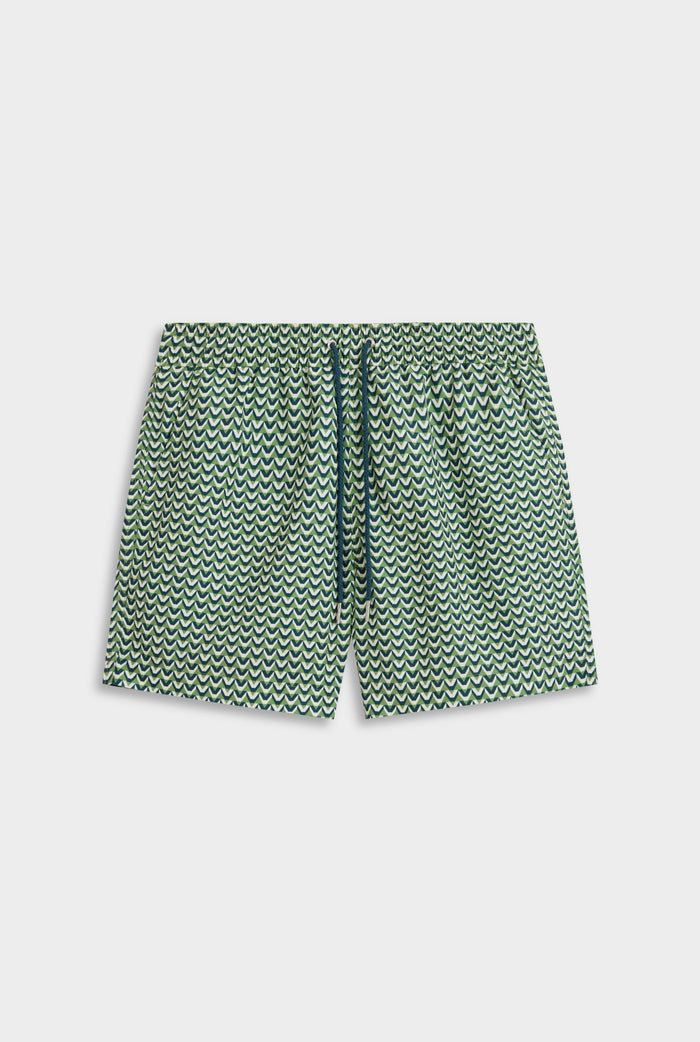 Printed Swim Short - Ivy Green/Cream/Navy V Monogram