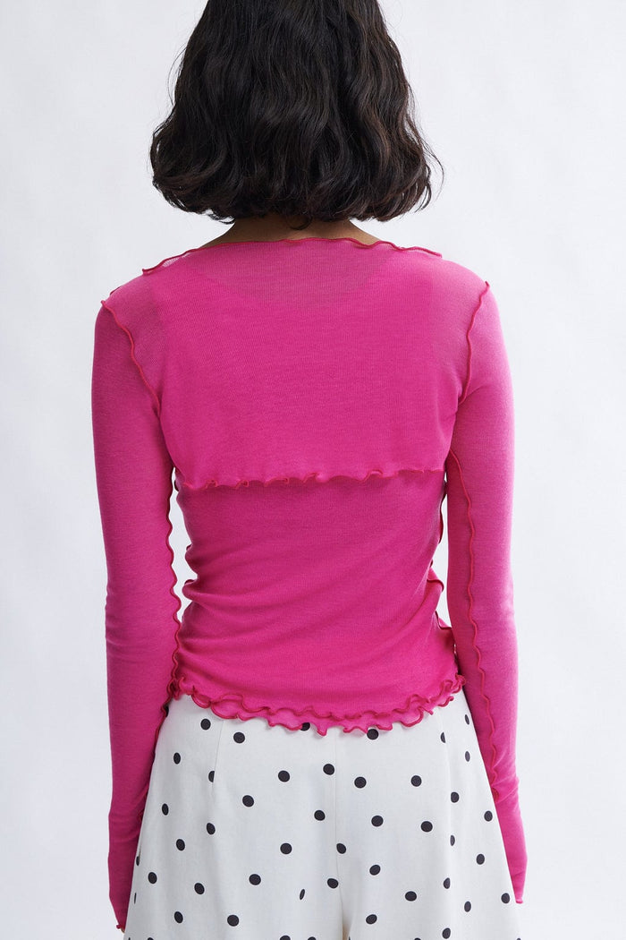 Eliza Faulkner Designs Inc. Quincy Longsleeve Microknit Shrug Pink