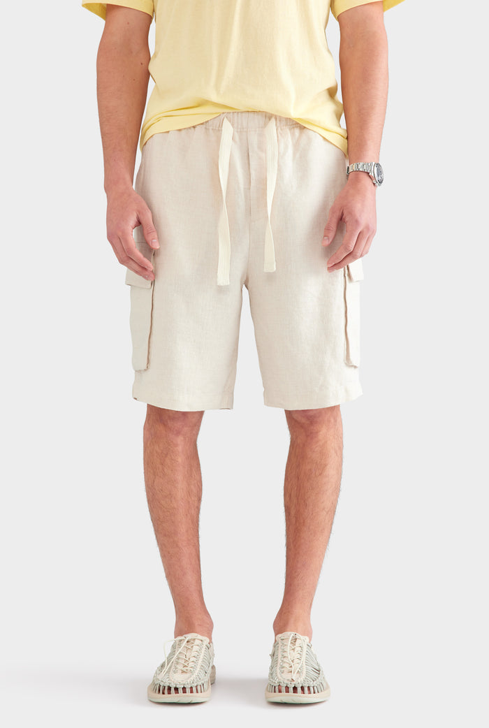 Relaxed Linen Cargo Short - Sand