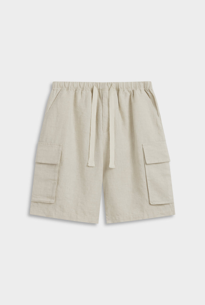 Venroy Relaxed Linen Cargo Short - Sand