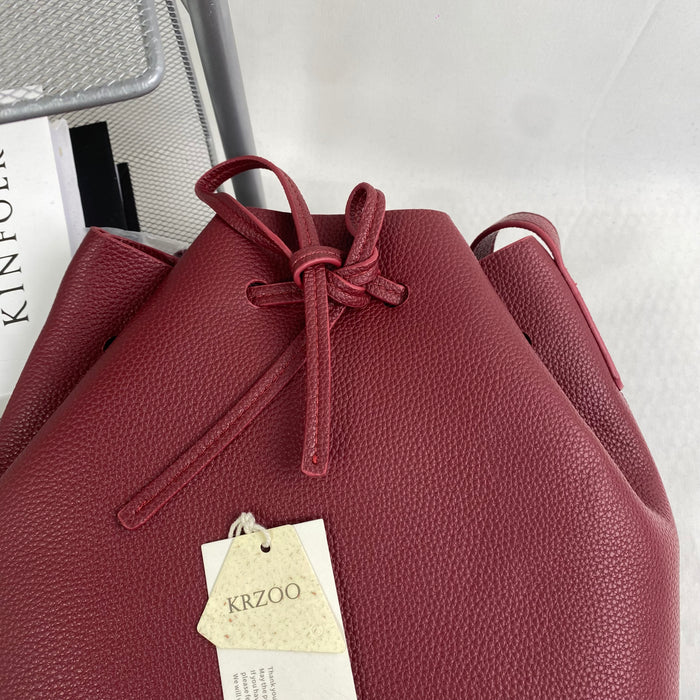 Retro drawstring bucket-style crossbody bag
