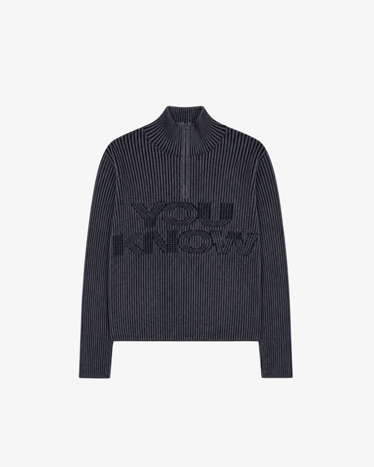 Rib Knit Quarter Zip | Dark Navy