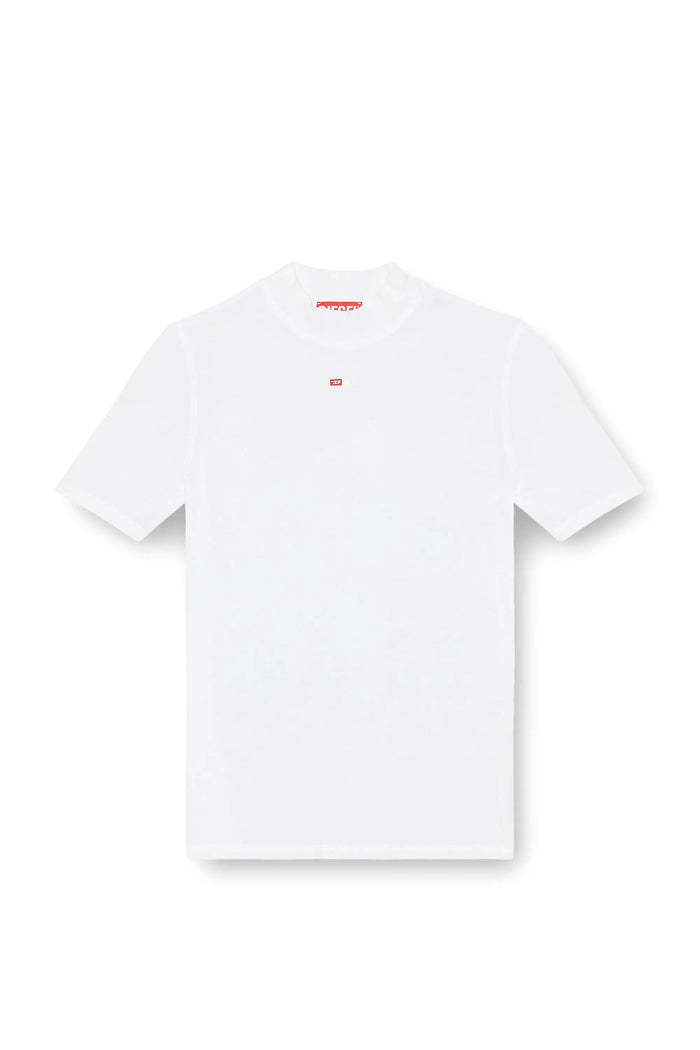 Ribbed T-shirt with mock neck