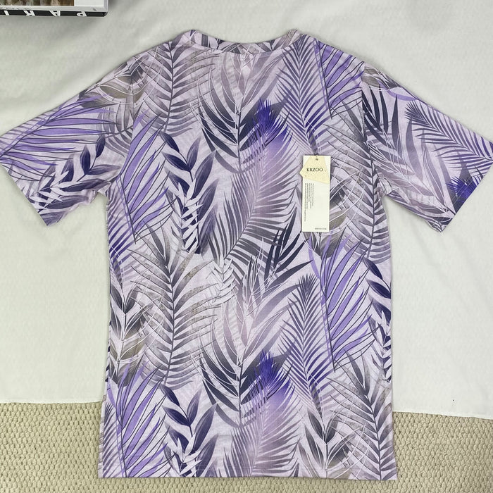 Round-neck 3D printed casual loose short-sleeved shirt