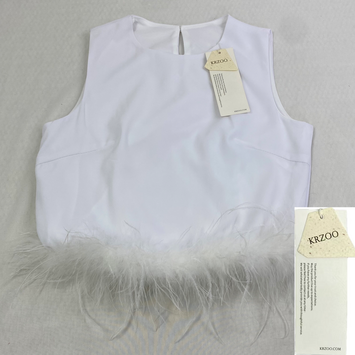 Round-neck sleeveless quilted feather vest top