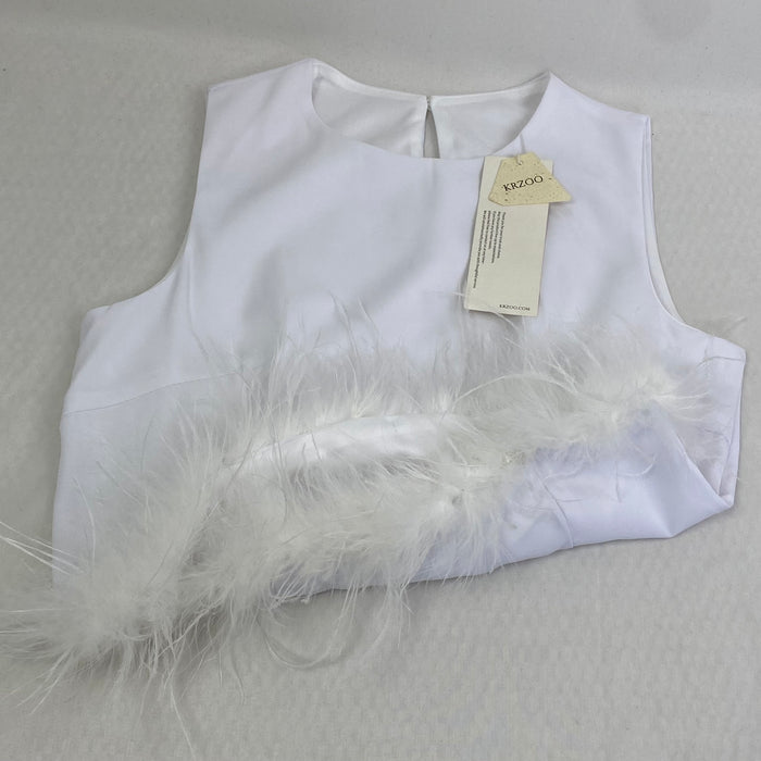 Round-neck sleeveless quilted feather vest top