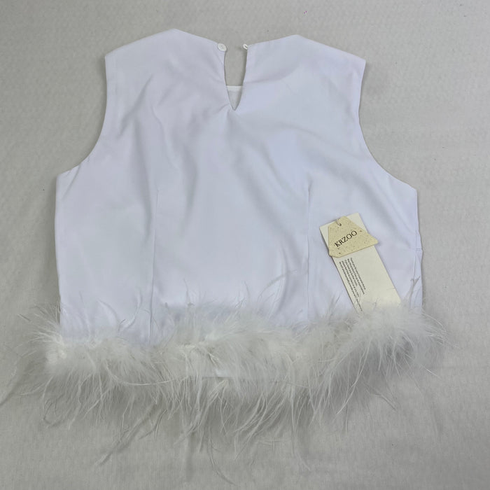 Round-neck sleeveless quilted feather vest top