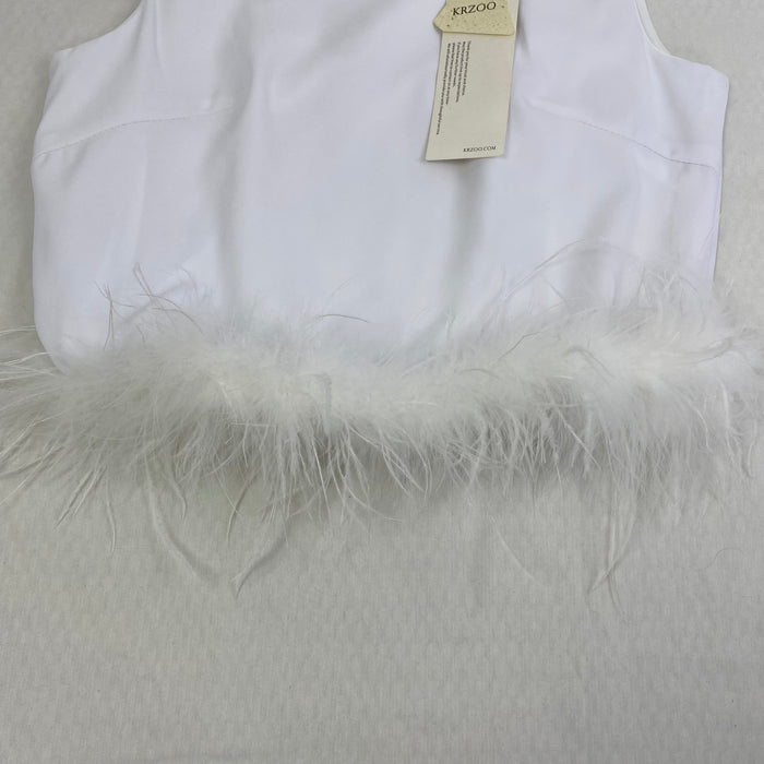 Round-neck sleeveless quilted feather vest top