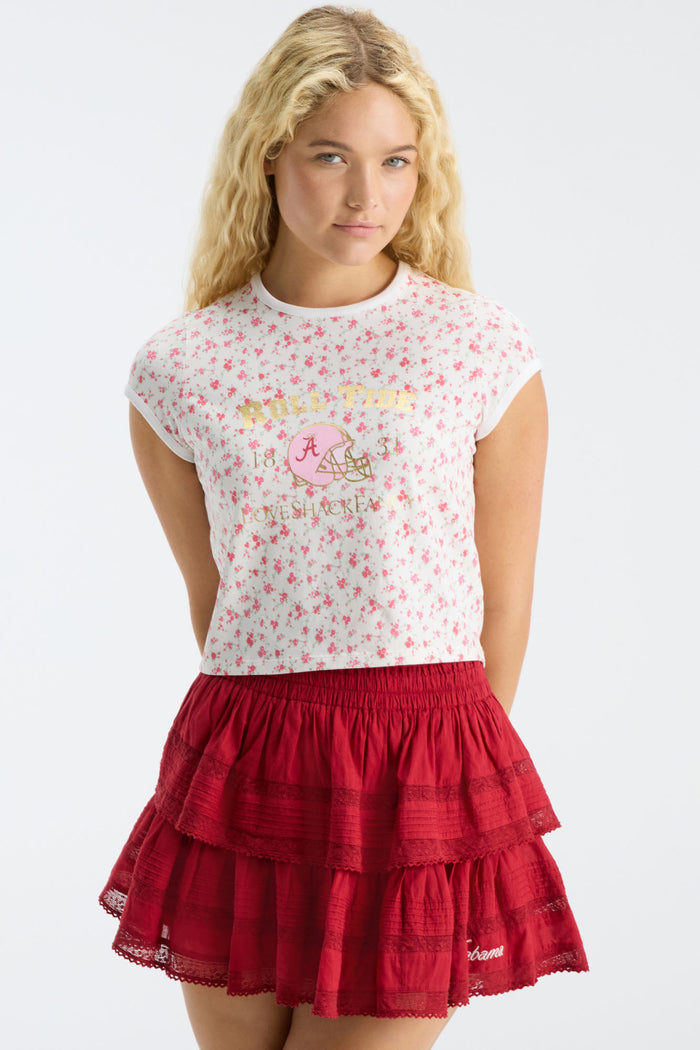 Ruffle Mini Skirt - CRIMSON