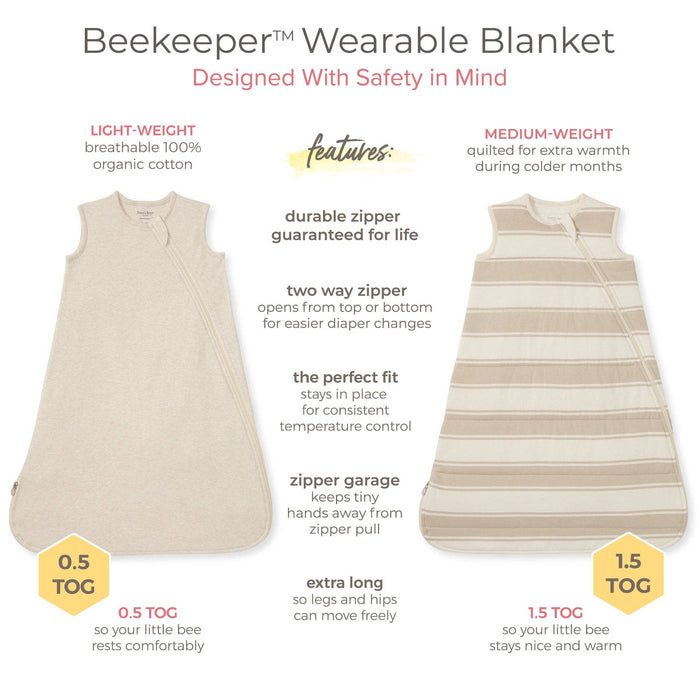 Rugby Stripe Organic Lightweight Beekeeper™ Wearable Baby Blanket - Quarry