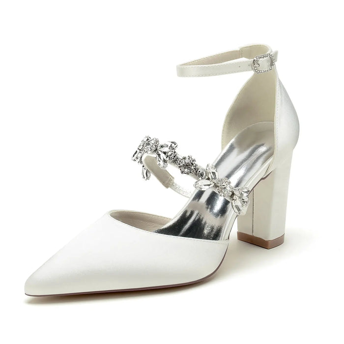 Satin Peep-Toe High Heels with Crisscross Ankle Strap HH022 Sheer Fairy