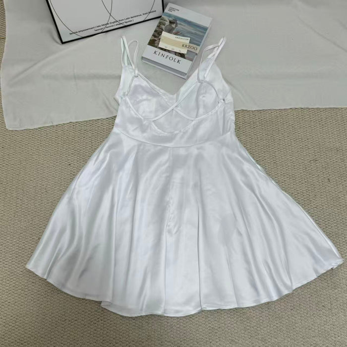 Satin Strappy Backless A-Line Nightgown
