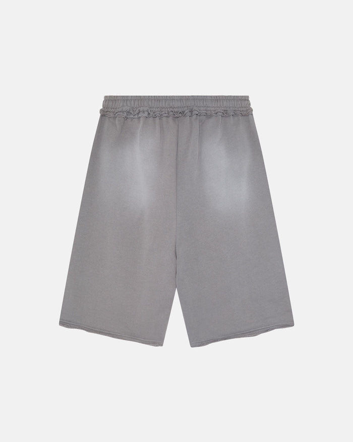 SCRIPT SHORT ANTRACITE GREY - washed grey shorts, back view - Cold Culture