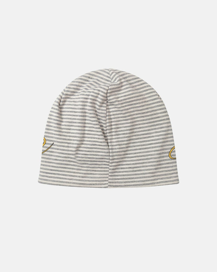 SCRIPTED STRIPES BEANIE WHITE - white striped beanie, back view - Cold Culture