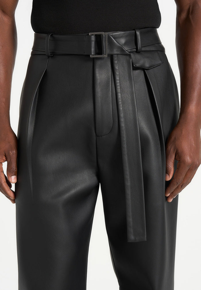 serge-relaxed-fit-leather-pleated-trousers-black