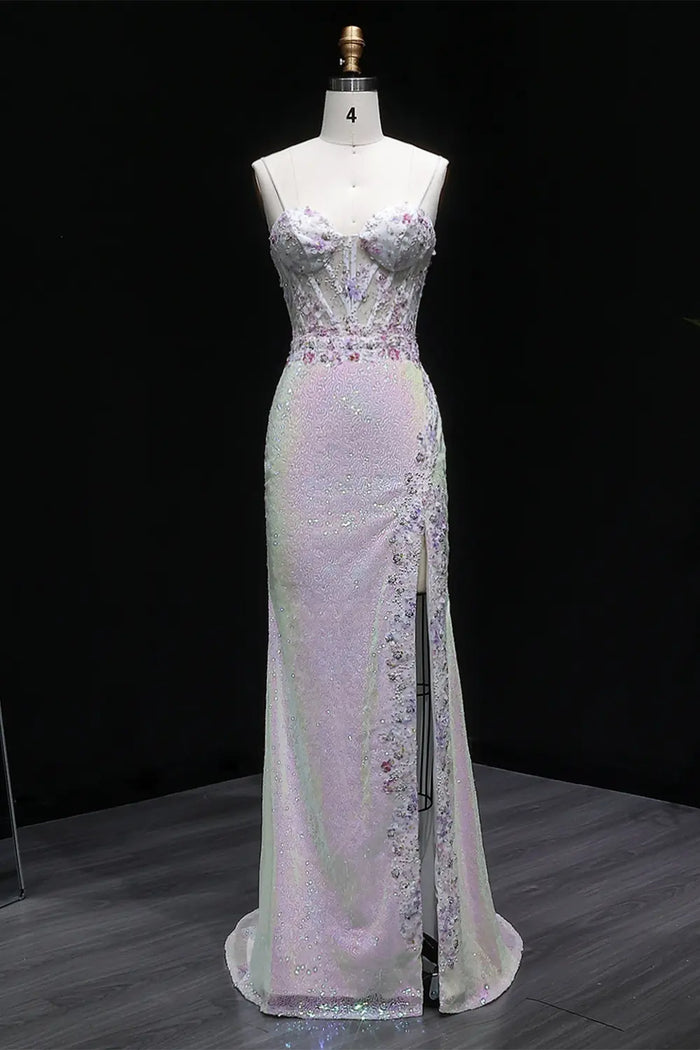 Sexy Split Side Backless Long Gradient Pink Prom Dress Party Gown SH061 Sheer Fairy