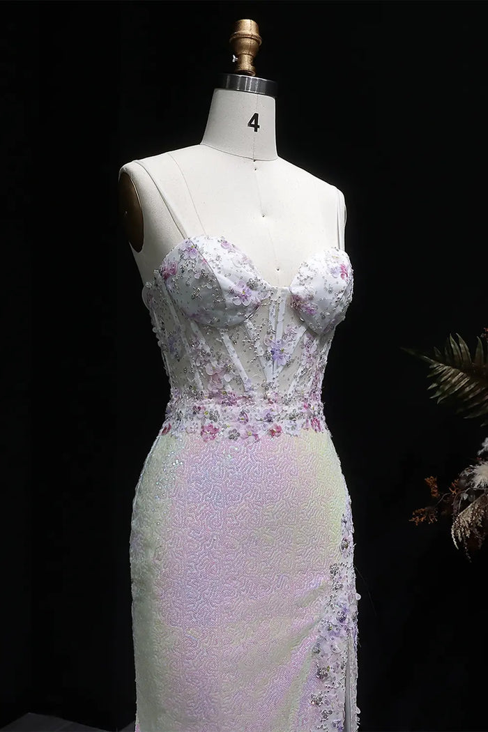 Sexy Split Side Backless Long Gradient Pink Prom Dress Party Gown SH061 Sheer Fairy