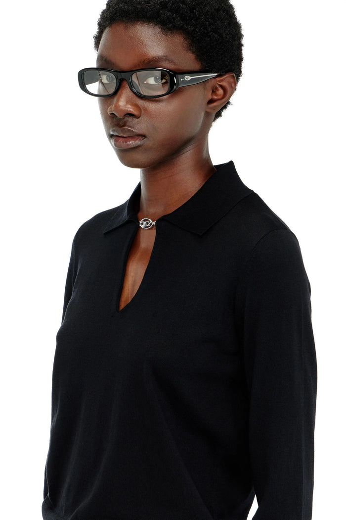 Silk-blend polo jumper with Oval D plaque
