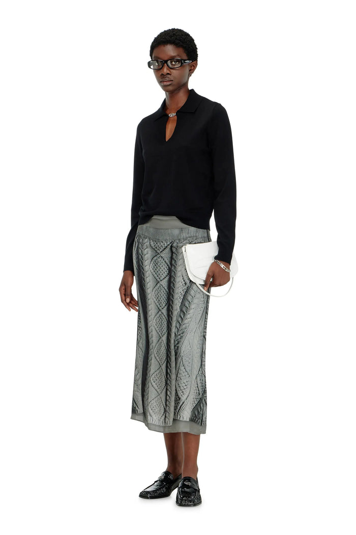 Silk-blend polo jumper with Oval D plaque
