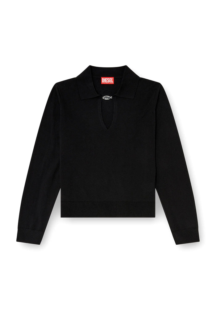 Silk-blend polo jumper with Oval D plaque