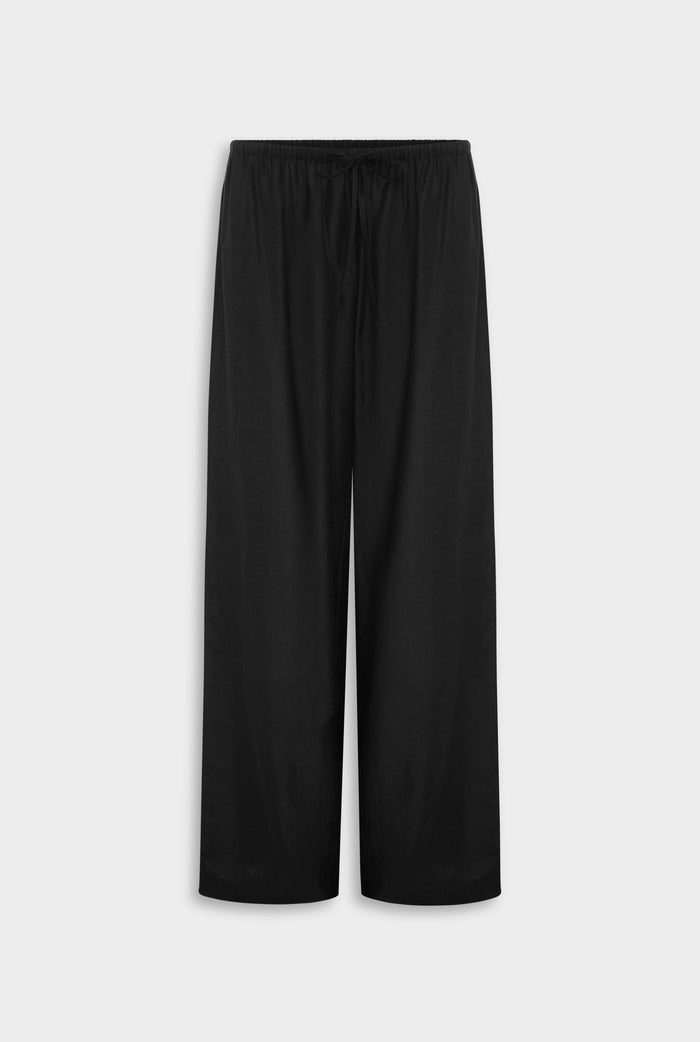 Venroy Silk Cotton Drawstring Pant - Black