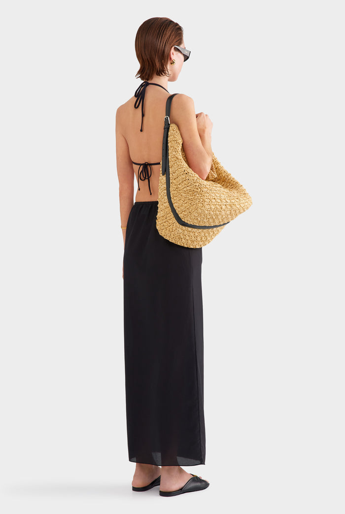 Silk Cotton Maxi Skirt - Black