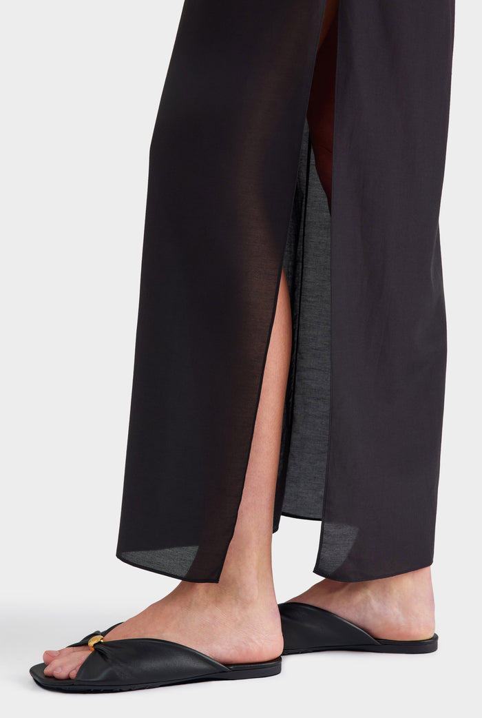 Silk Cotton Maxi Skirt - Black