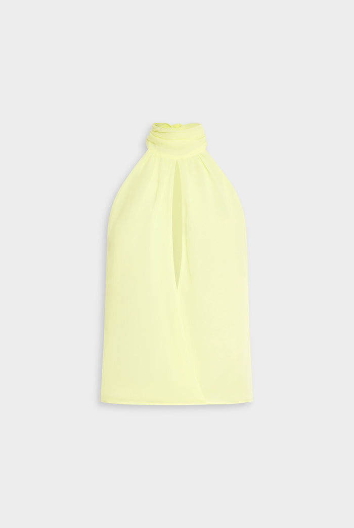 Venroy Silk Halter Top - Pale Yellow