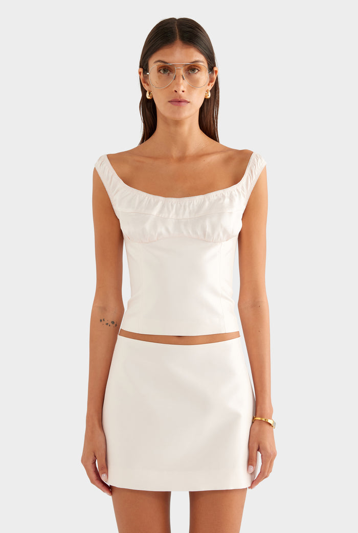Silk Slub Dupion Bodice - Tinted Pink