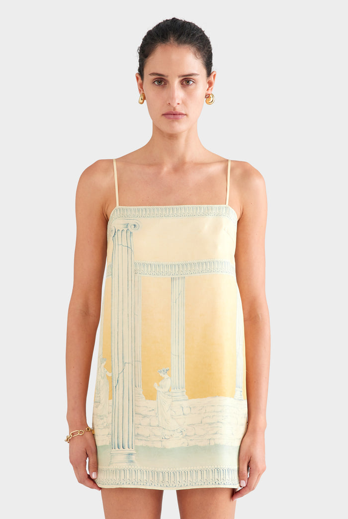 Silk Twill Mini Dress - Ancient Greek Orange Sunset