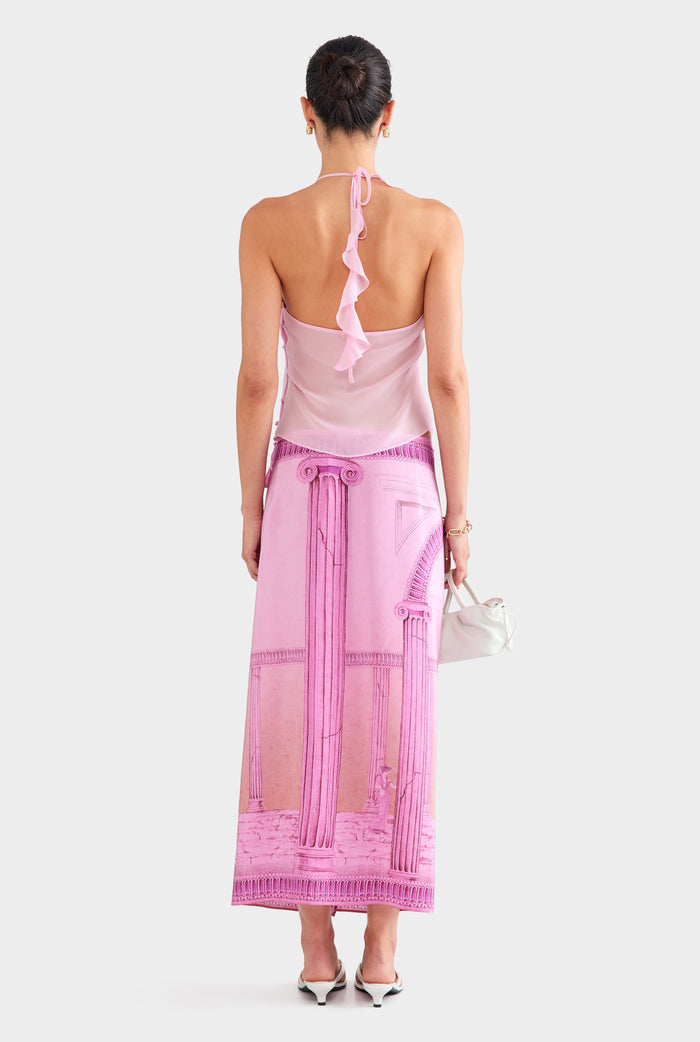 Silk Wrap Skirt - Ancient Greek Pink Sunset