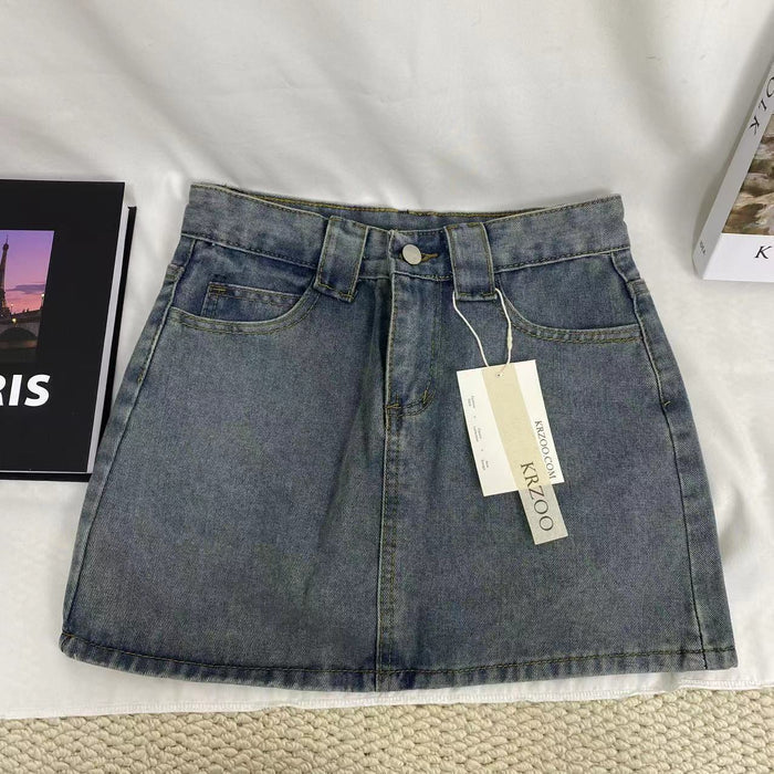 Simple Denim Half-Skirt