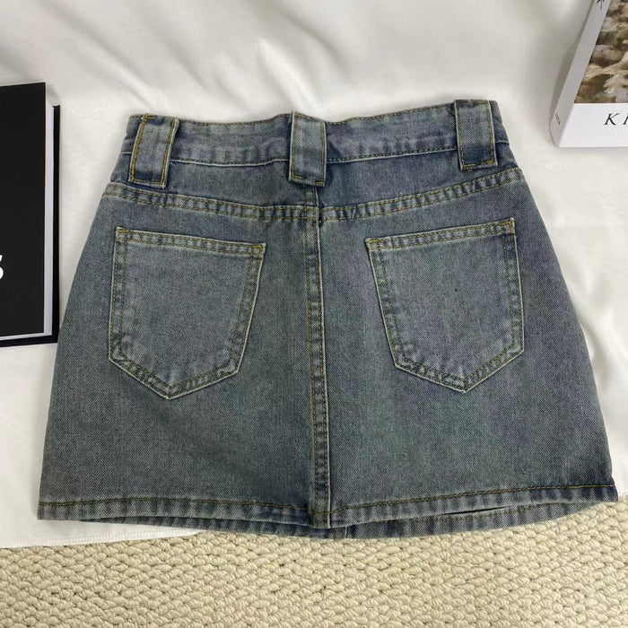 Simple Denim Half-Skirt