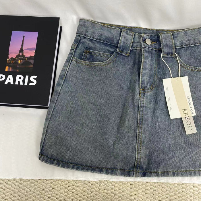 Simple Denim Half-Skirt