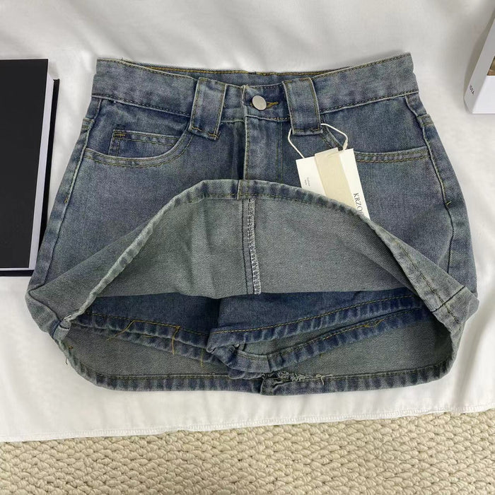 Simple Denim Half-Skirt