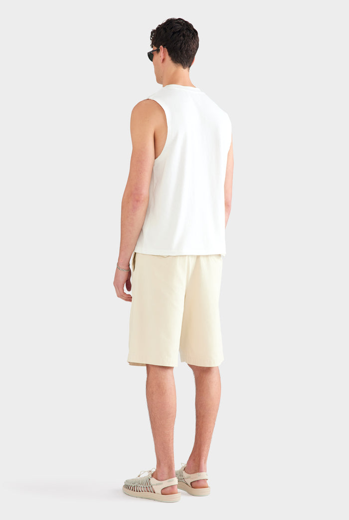 Sleeveless Distressed T Shirt - Off White