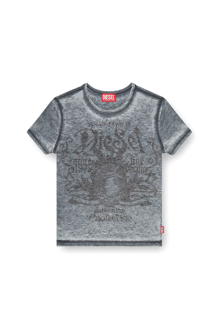 Slim jersey T-shirt with print and studs