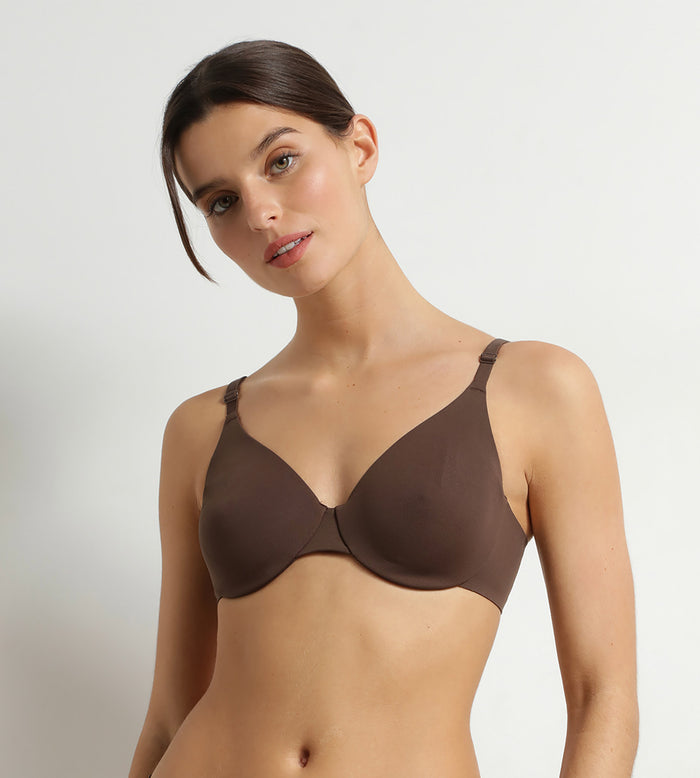 Soutien-gorge à armatures en microfibre Marron Dim Invisible