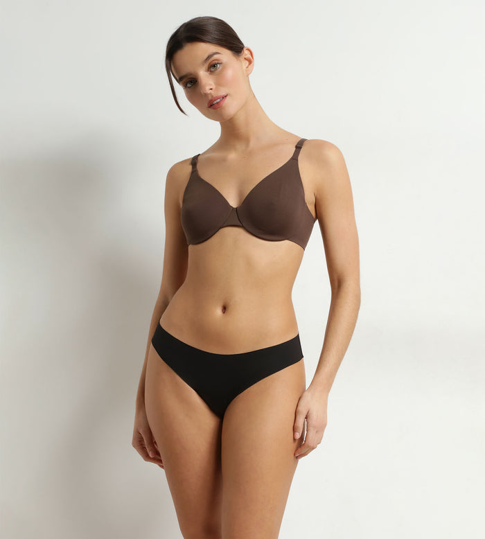 Soutien-gorge à armatures en microfibre Marron Dim Invisible