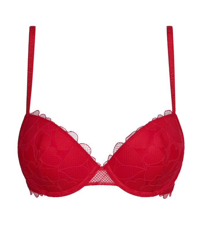 Soutien-gorge push-up en dentelle à motif cœur Rouge Red Love