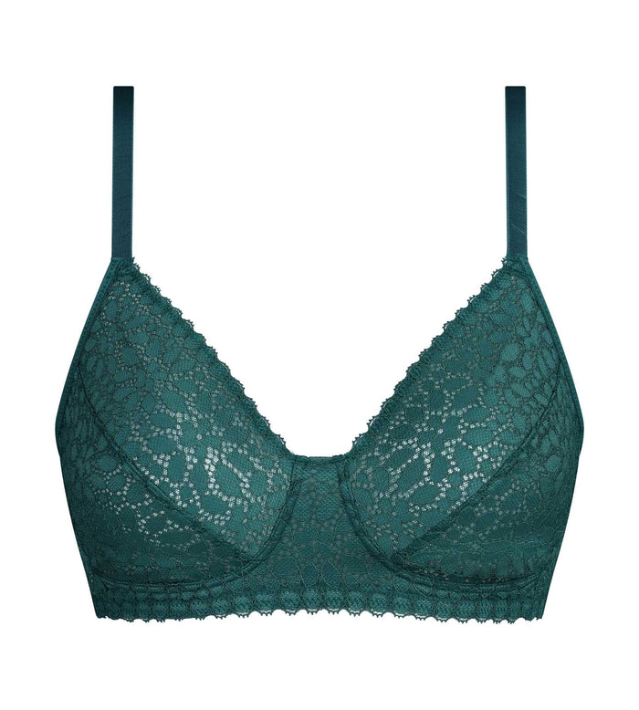 Soutien-gorge sans armatures en dentelle florale verte Daily Dentelle
