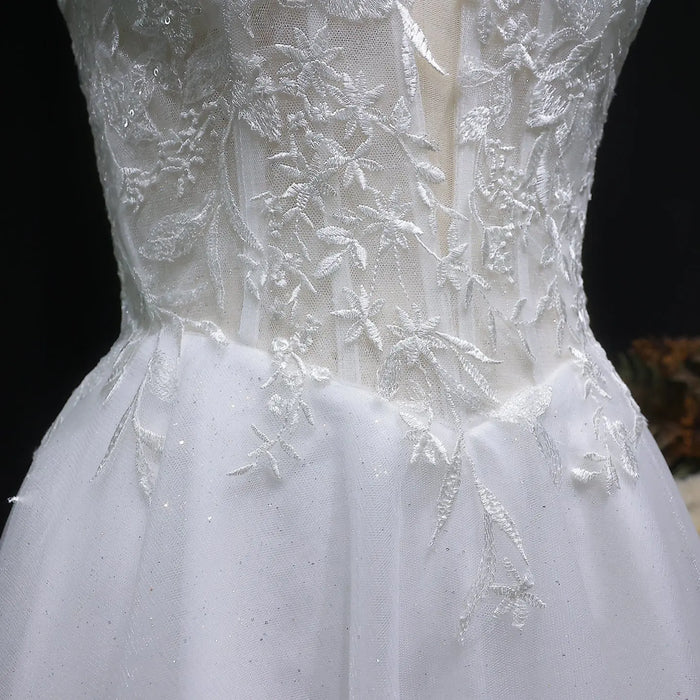 Spaghetti Strap Ball Gown Mini Short White Lace Homecoming Dress RM140 Sheer Fairy