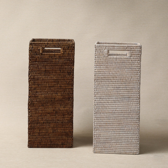 Square rattan umbrella stand with open handles