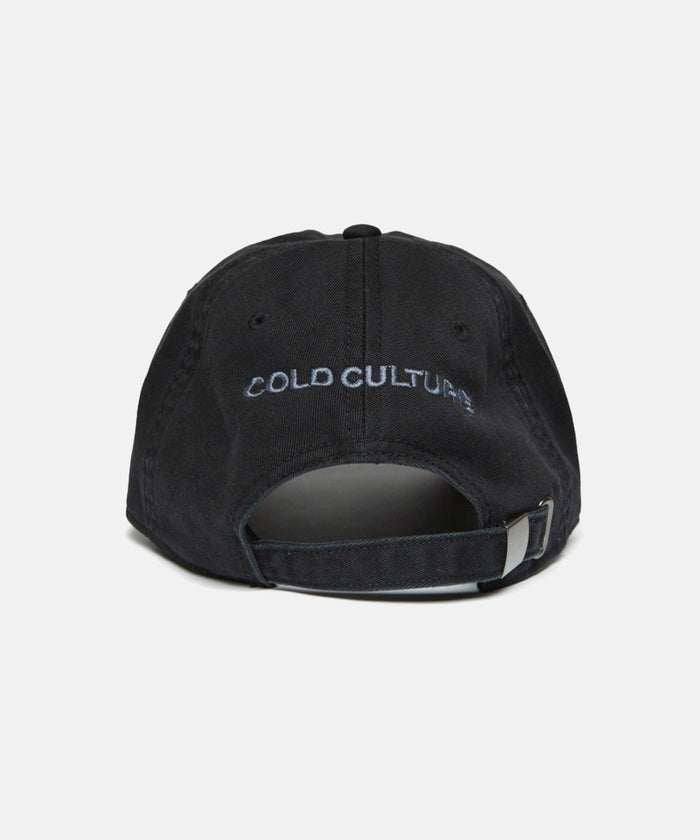STARS CAP BLACK - black distressed cap, back view - Cold Culture