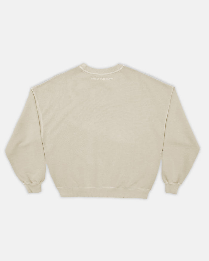 STARS CREWNECK PALE GREY - pale grey oversized crewneck sweatshirt, back view - Cold Culture